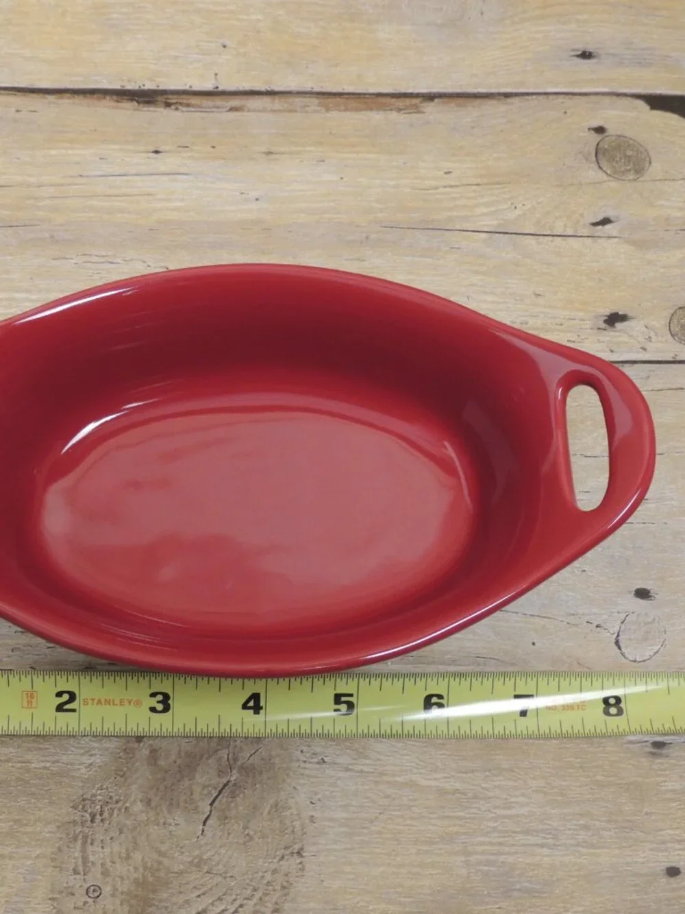Rachael Ray Glazed Stoneware Red Oval Casserole Baking Dish 2 Handles 12 oz